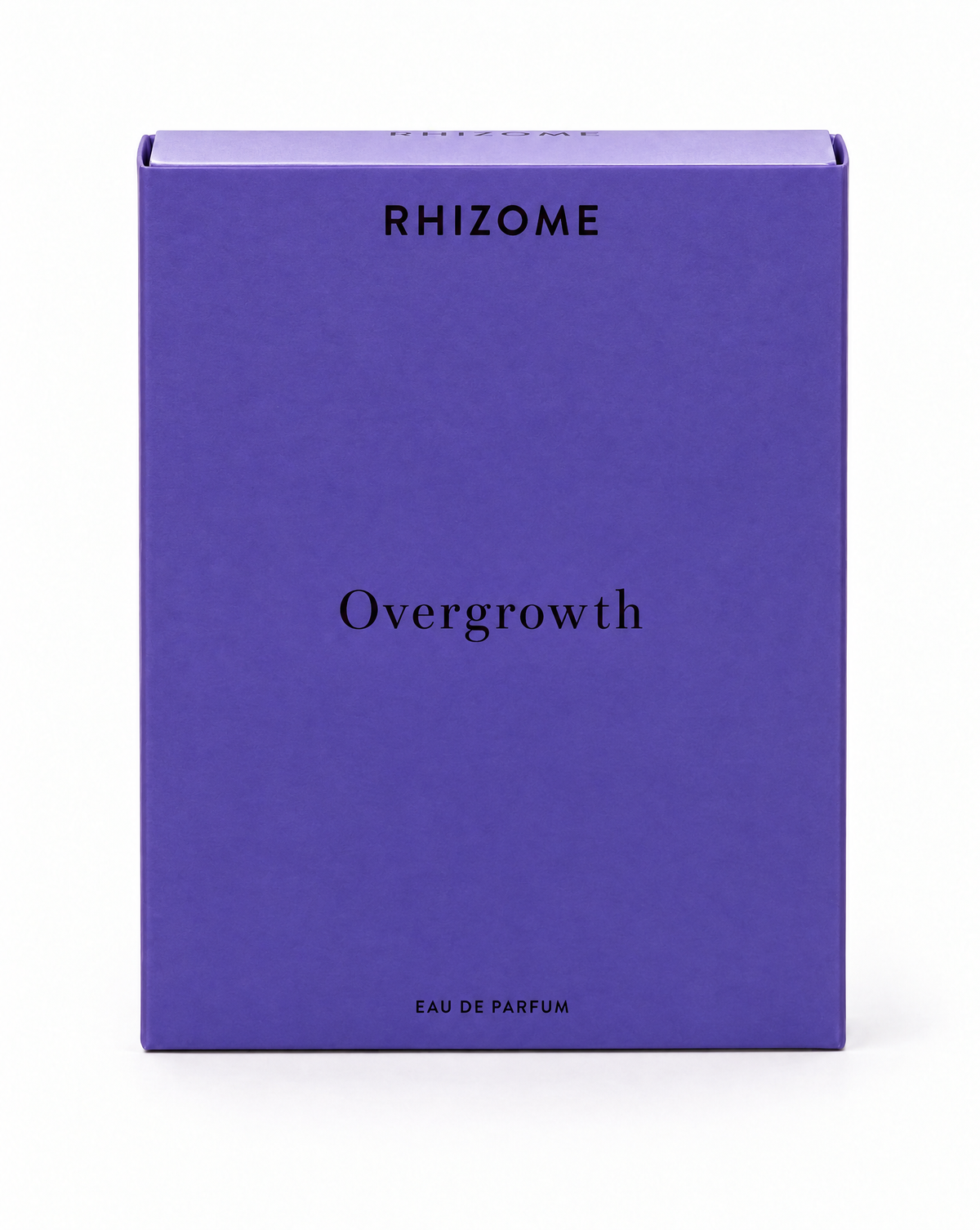 RHIZOME Overgrowth Eau de Parfum bottle with purple box packaging